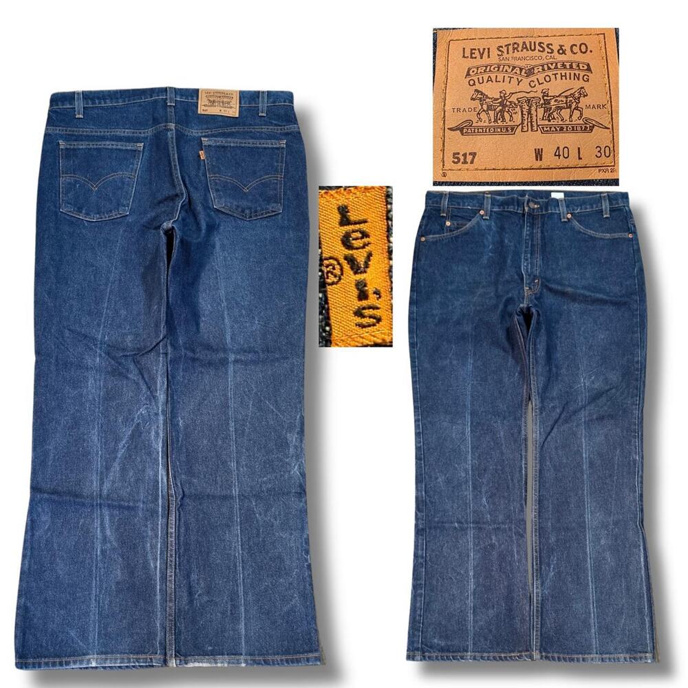 Vintage 90s Dark Wash Levi 517 Orange Tabs (39x30)